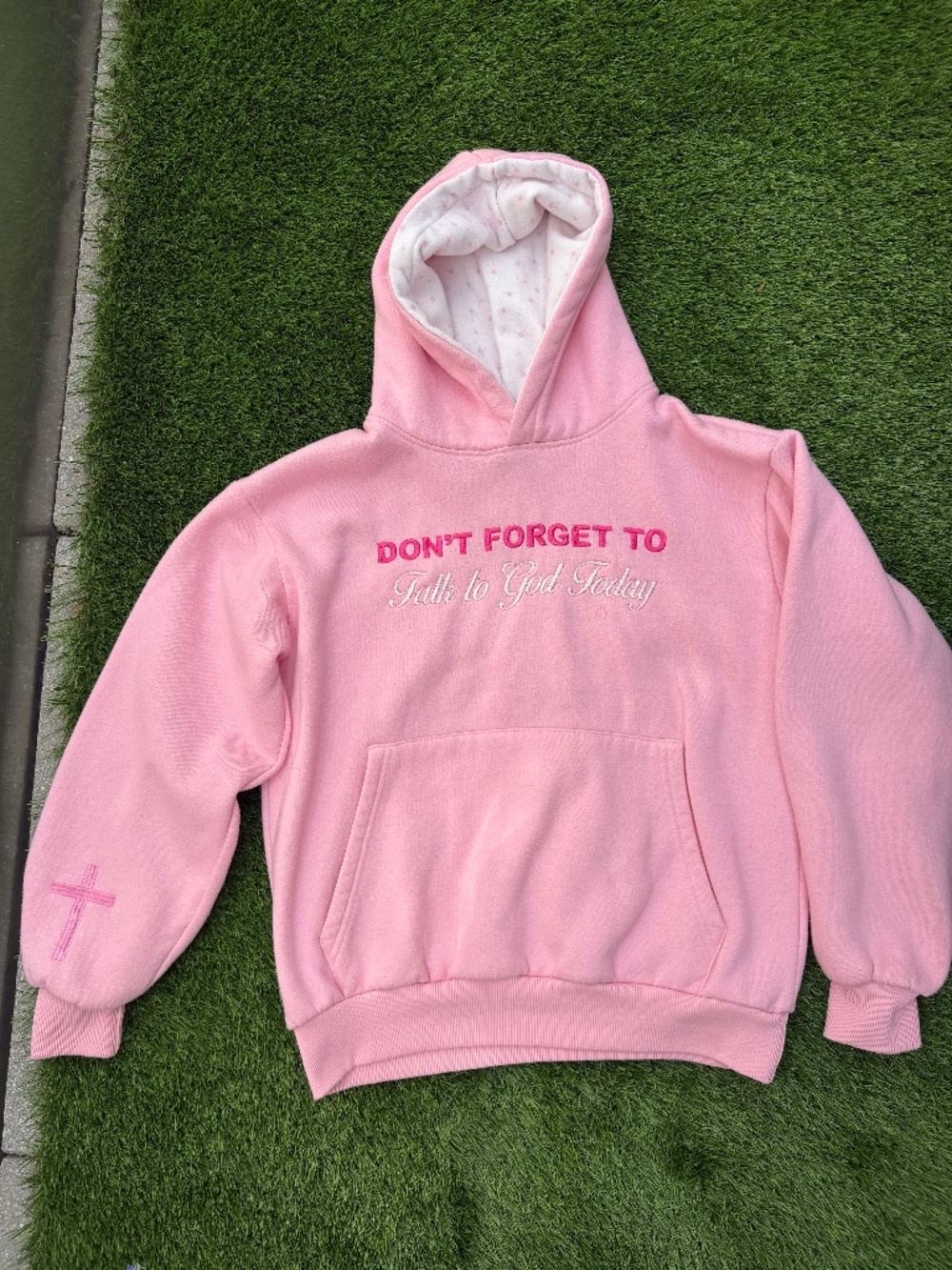 Alter State Pink “Don’t Forget to Talk to God Today” Floral Hoodie Small